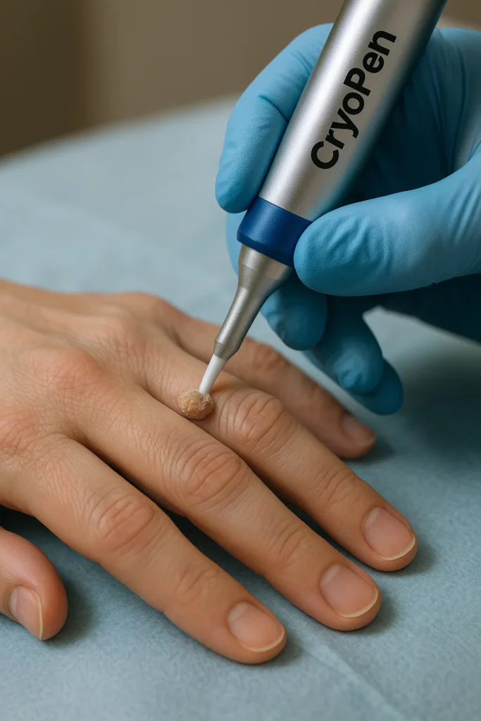 example of cryopen wart removal Surbiton treatment on a persons finger