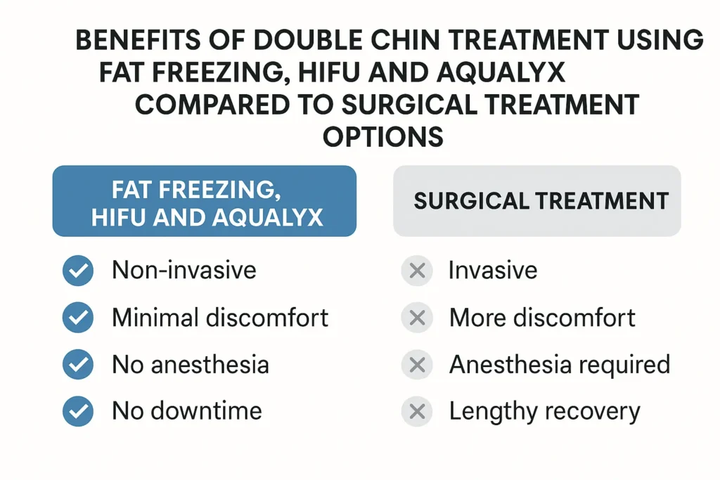 Graphic about the benefits of double chin treatment Surbiton - from LA LIPO