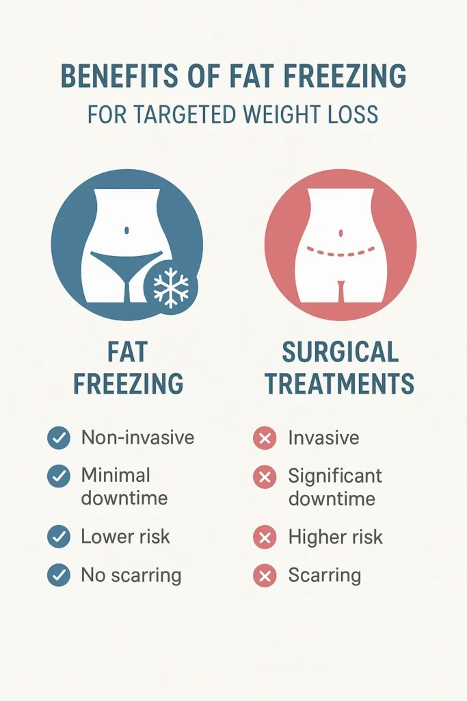 graphic showing the benefits of fat freezing Surbiton