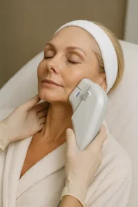 Woman receiving HIFU non surgical facelift treatment Surbiton