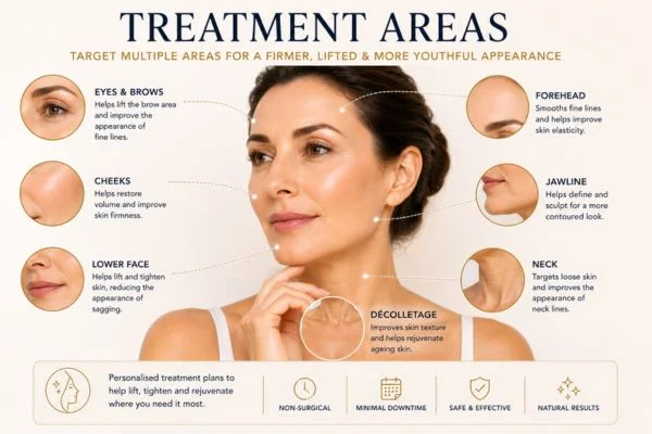 Areas of treatment for the ultimate lift tighten treatment Surbiton